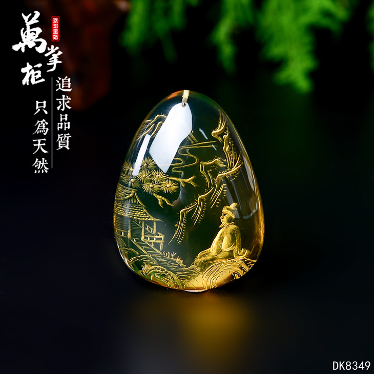 【藍珀人物陰雕雕件】克重:19.8g 【編碼:dk8349】 - 萬掌櫃琥珀