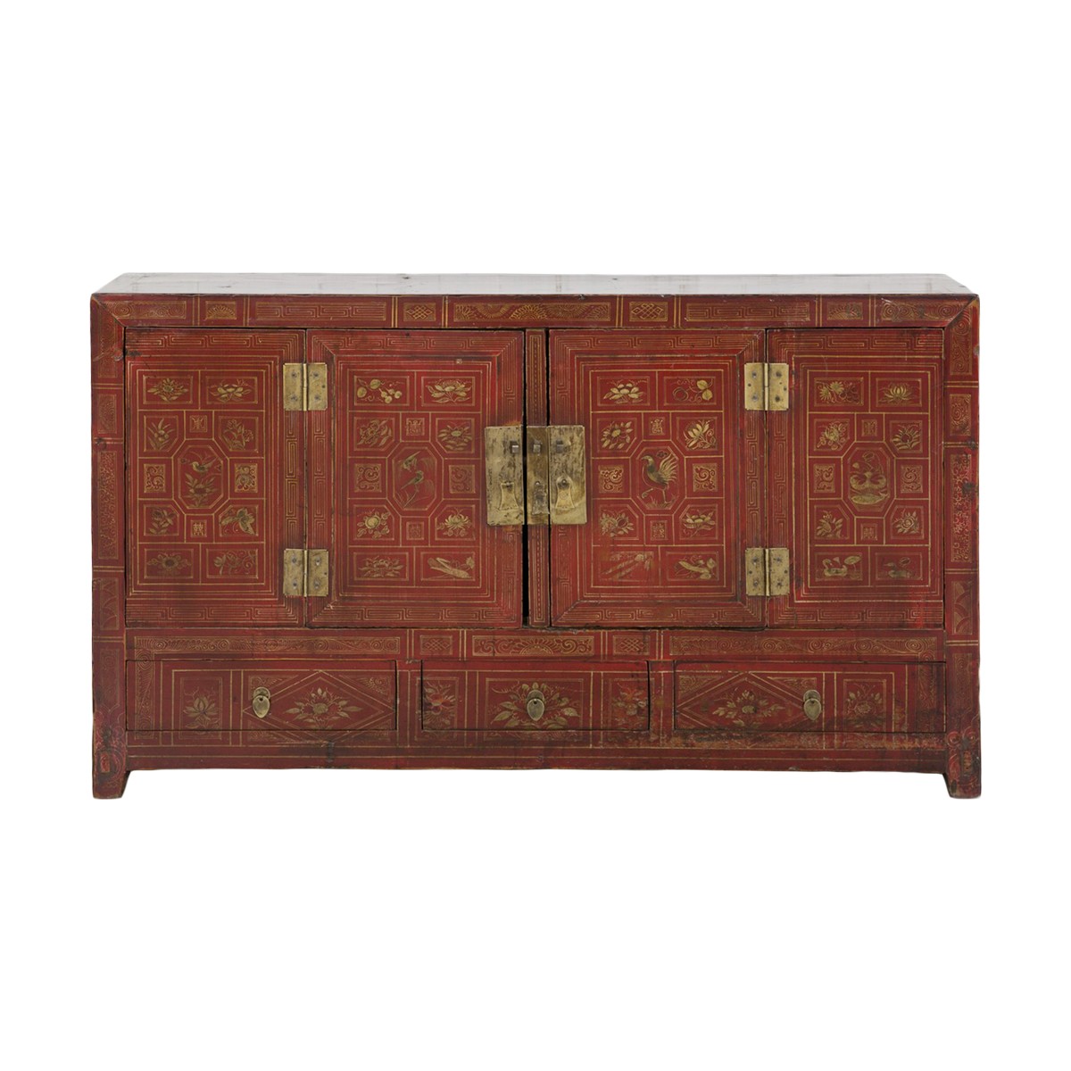 民国松木东北画柜红漆柜边柜qb18030007 minguo pine wood cabinet
