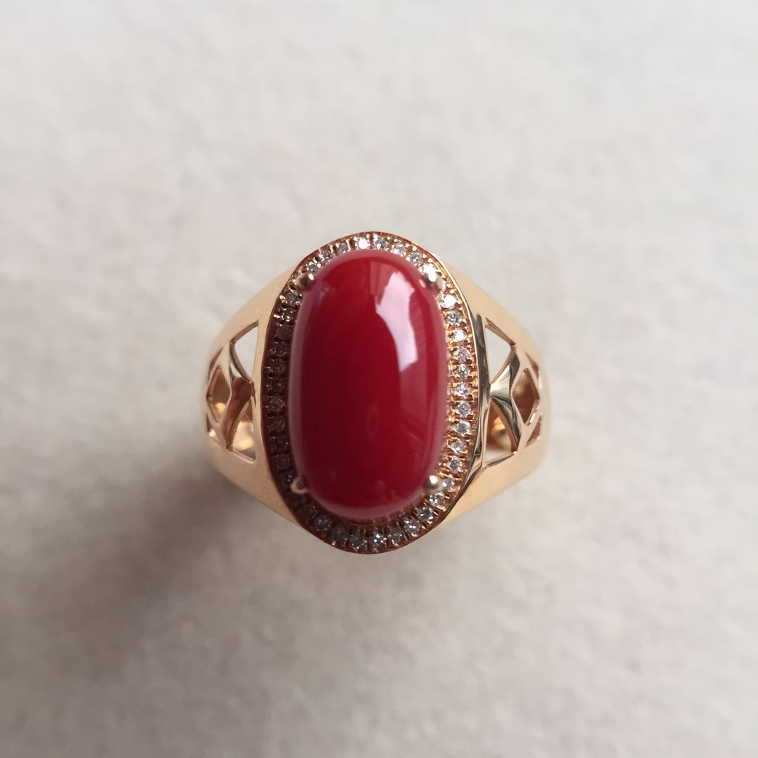 【46578】阿卡珊瑚男戒指