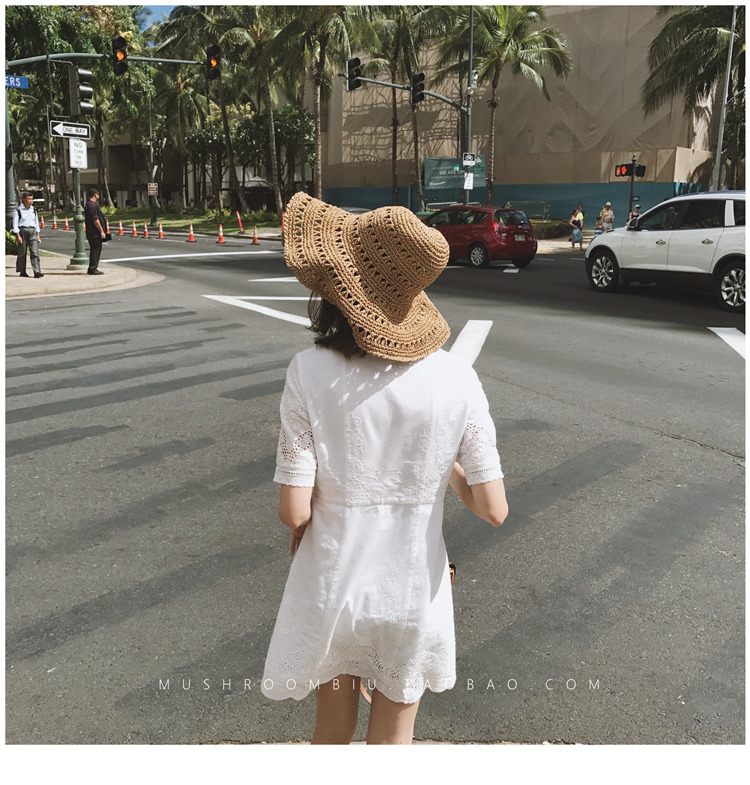 金蘑菇菇 少女心很好驾驭的乖巧纯棉刺绣小白裙短袖中腰连衣裙女