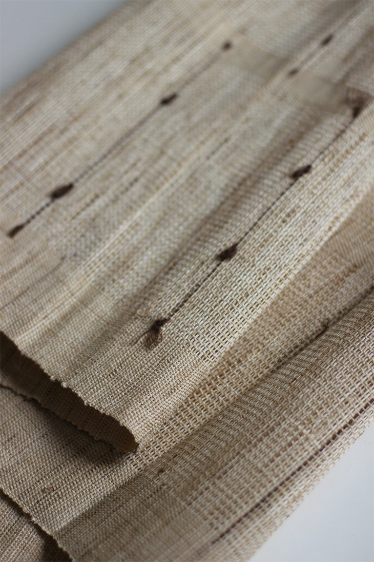 双侧空条 纯天然 手工苎麻茶席桌旗桌布