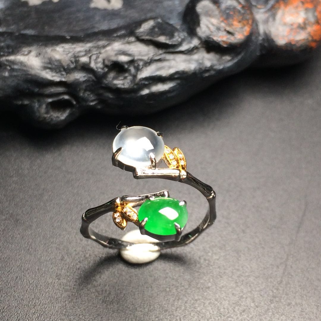 【80621】翡翠冰种双色戒指