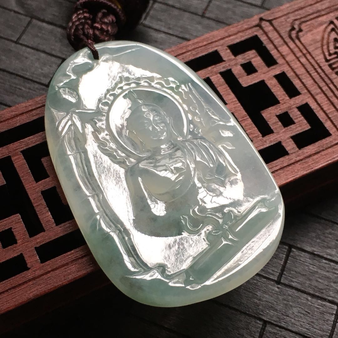 【d60338】翡翠冰糯种阿弥陀佛