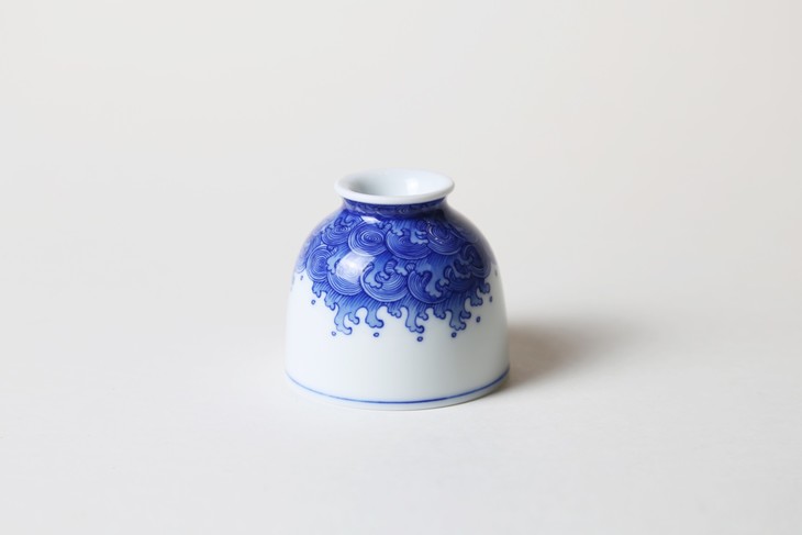 水纹青花瓷主人杯 白瓷品茗杯