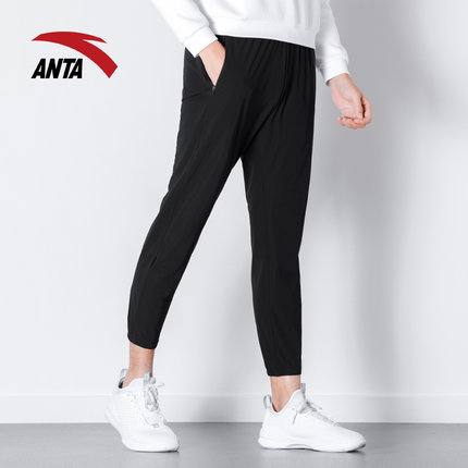 安踏2018新款男裤邹市明搏击系列夏季弹力男子针织九分裤15829741-3