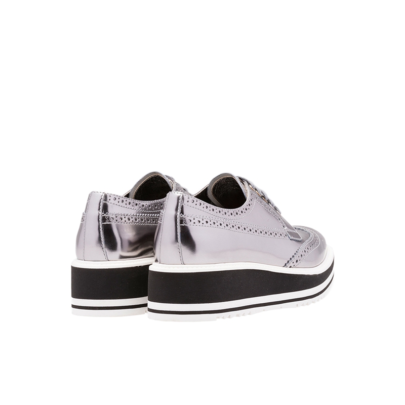 【闪电发】prada 普拉达 女士牛皮厚底鞋银色 1e722e 055 3d5o f0135