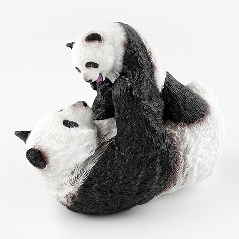 果壳动物趴丨大熊猫一家 熊猫母子 recur软胶仿真动物玩具 模型摆件