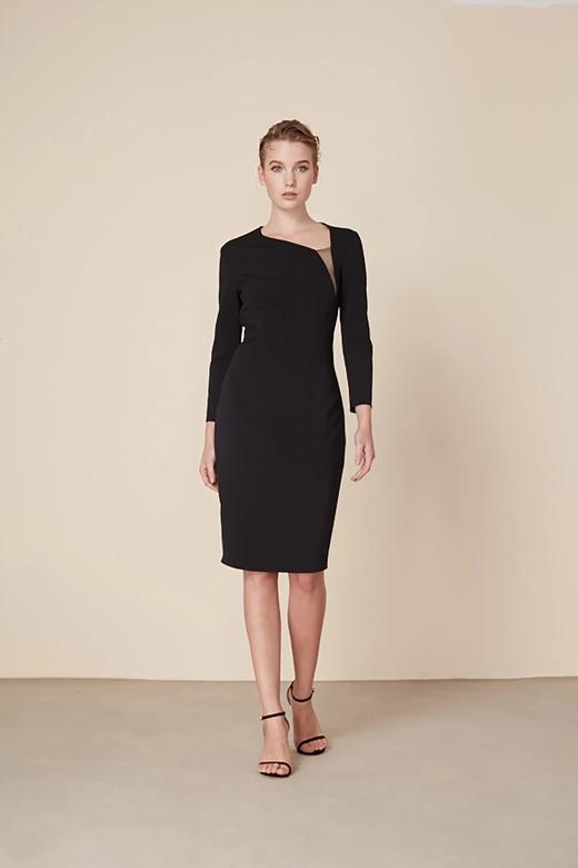 AtelierMissLu / Ingrid-黑色肩部透视连身裙 商品图3