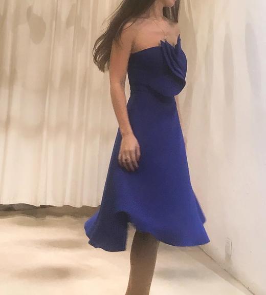 Atelier Miss Lu / Zona-宝蓝花朵装饰A字小礼服 商品图1