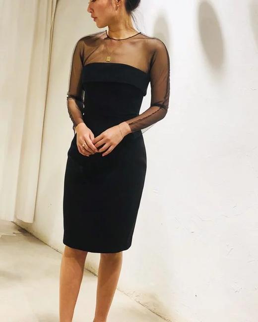 AtelierMissLu / Rosalind-黑色欧根纱翻折抹胸小礼服 商品图2