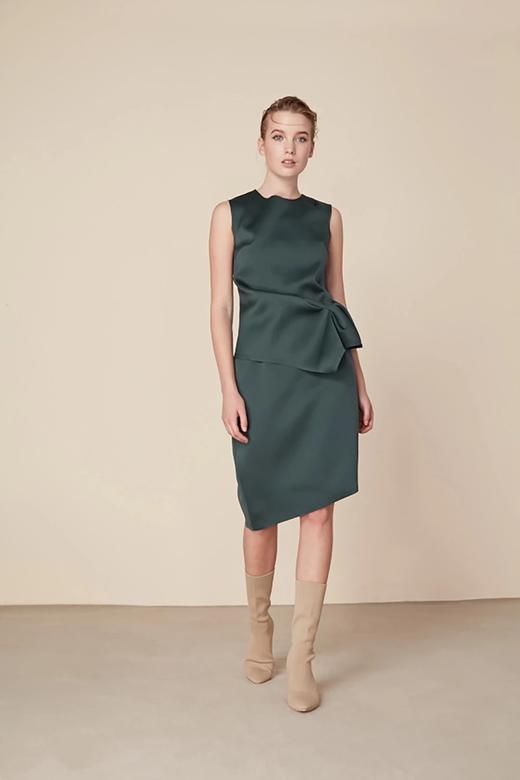 AtelierMissLu/Bridget- 墨绿腰间褶饰连身裙 商品图3