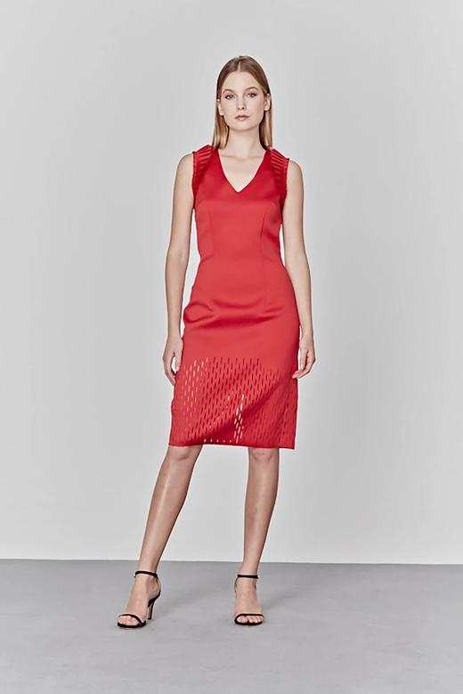 Atelier Miss Lu/ Salome-红色肩部褶饰小礼服 商品图3