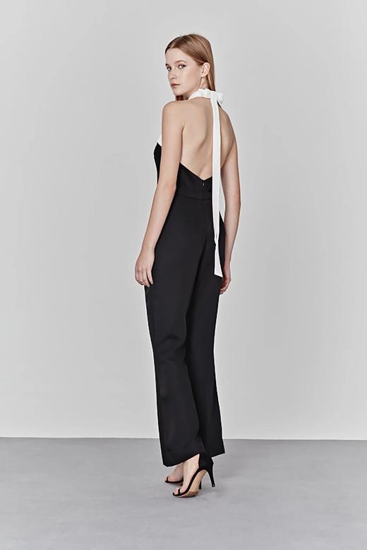Atelier Miss Lu/ Enid-黑白飘带露背微喇连体裤 商品图2