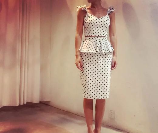 Atelier Miss Lu/ Molly- 黑白波点百褶连身裙 商品图3