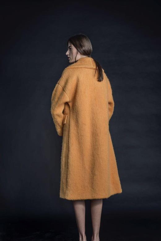 Atelier Miss Lu/Lorraine-亮橘色大翻领羊毛大衣 商品图1
