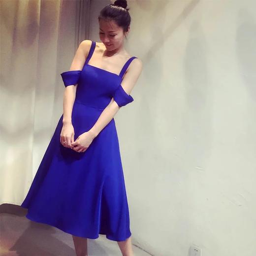 Atelier Miss Lu/ Pamela-宝蓝色露背系带连身裙 商品图0