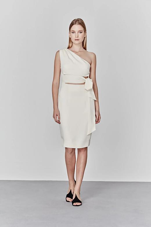 Atelier Miss Lu/Arlene-白色斜肩露腰小礼服 商品图2