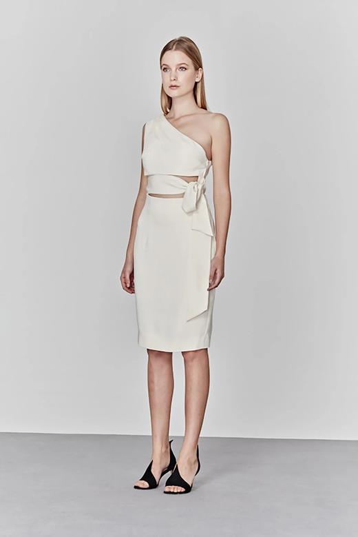 Atelier Miss Lu/Arlene-白色斜肩露腰小礼服 商品图3