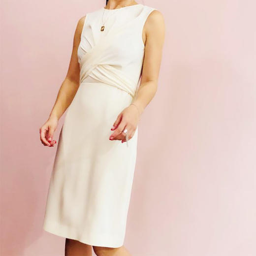 Atelier Miss Lu / Taylor-白色腰间交叉系带连身裙 商品图0