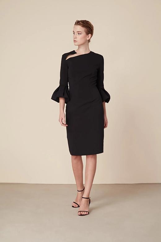 Atelier Miss Lu/  Madeline - 黑色钟形袖肩部挖剪连身裙 商品图2