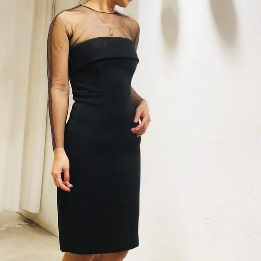 AtelierMissLu / Rosalind-黑色欧根纱翻折抹胸小礼服 商品图1