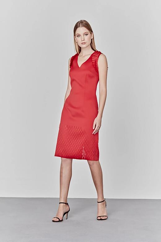 Atelier Miss Lu/ Salome-红色肩部褶饰小礼服 商品图1