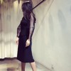Atelier Miss Lu / Novia - 黑色欧根纱廓形连身裙 商品缩略图4