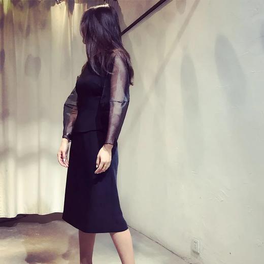 Atelier Miss Lu / Novia - 黑色欧根纱廓形连身裙 商品图4