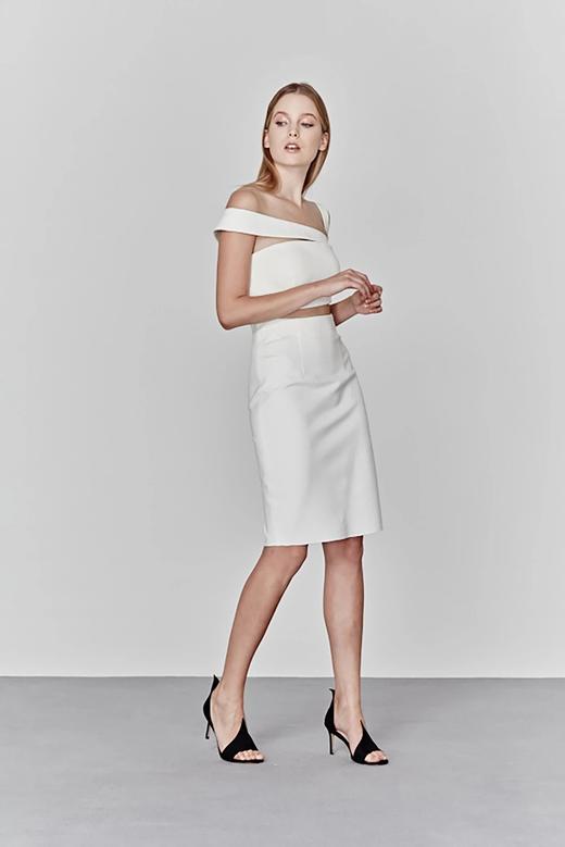 AtelierMissLu/ Athena-白色不对称露肩露腰小礼服 商品图3