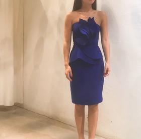 Atelier Miss Lu / Zora-宝蓝花朵装饰修身小礼服