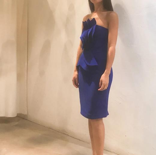 Atelier Miss Lu / Zora-宝蓝花朵装饰修身小礼服 商品图3