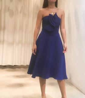 Atelier Miss Lu / Zona-宝蓝花朵装饰A字小礼服