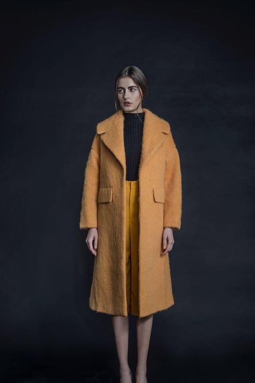 Atelier Miss Lu/Lorraine-亮橘色大翻领羊毛大衣 商品图0