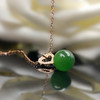 18K玫瑰金和田玉（碧玉）镶钻玉珠项链—永恒之心     /菠菜绿/9mm/链长41+4mm 商品缩略图1