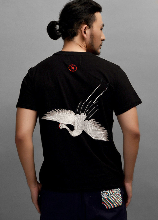 【中国风】原创仙鹤刺绣t恤