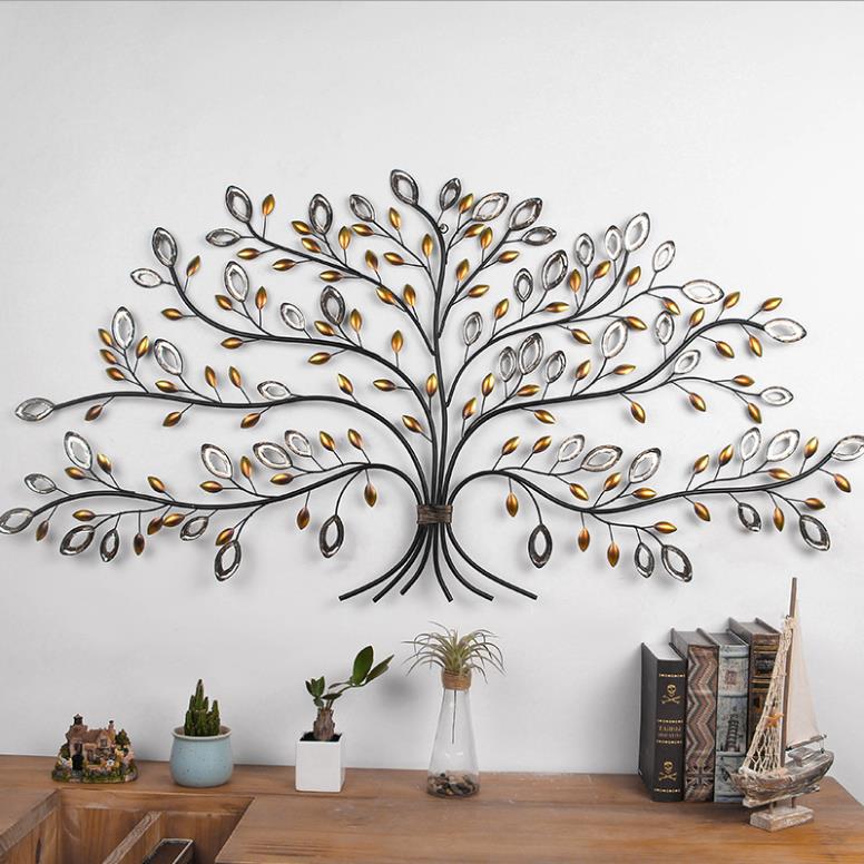 【装饰品】铁艺发财树壁挂壁饰 家居装饰品创意电视背景墙面装饰立体