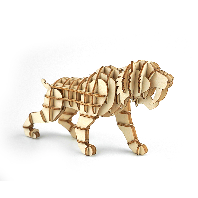 果壳有玩 | 木质动物拼插玩具12款 3d立体拼图 diy手工摆件