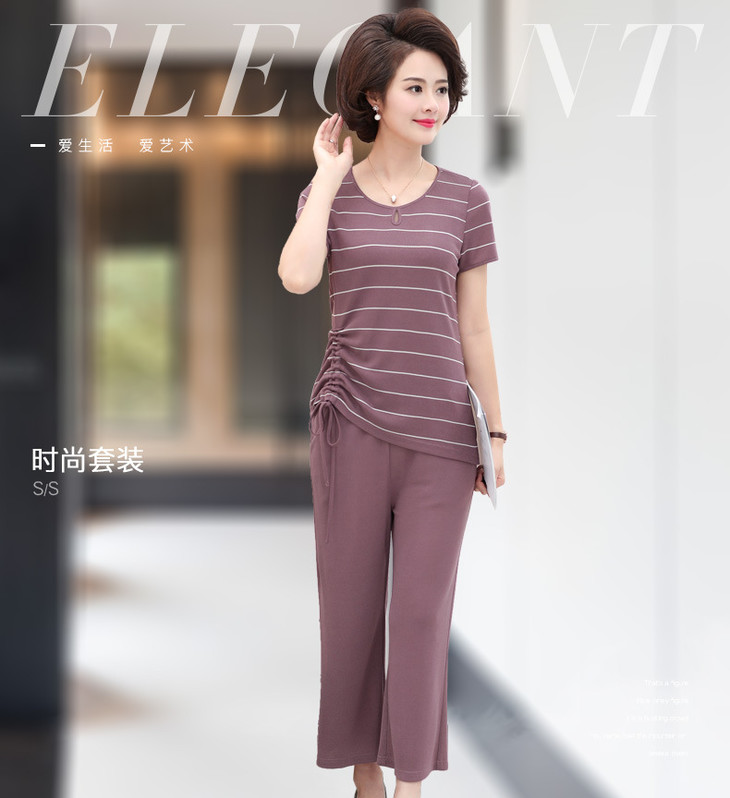 sm-18tz9282妈妈装时尚休闲短袖大码套装
