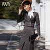 【售罄下架】IWY/咖啡色格纹长袖西装半裙套装CS230 商品缩略图1