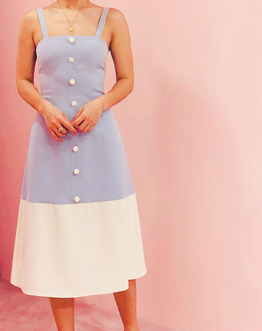 AtelierMissLu / Kay-水蓝拼色吊带裙 商品图1