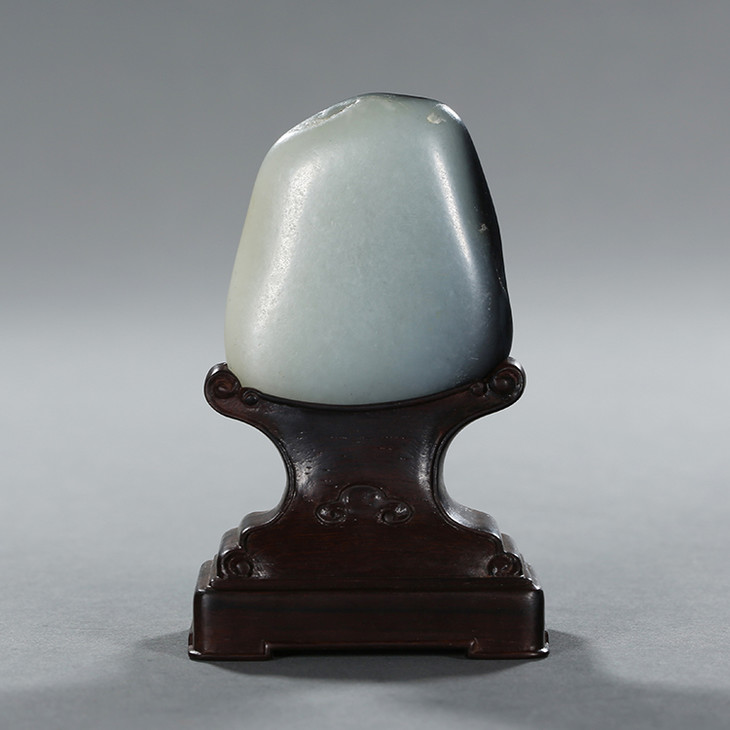 新疆和田玉青花籽料原石摆件 太极