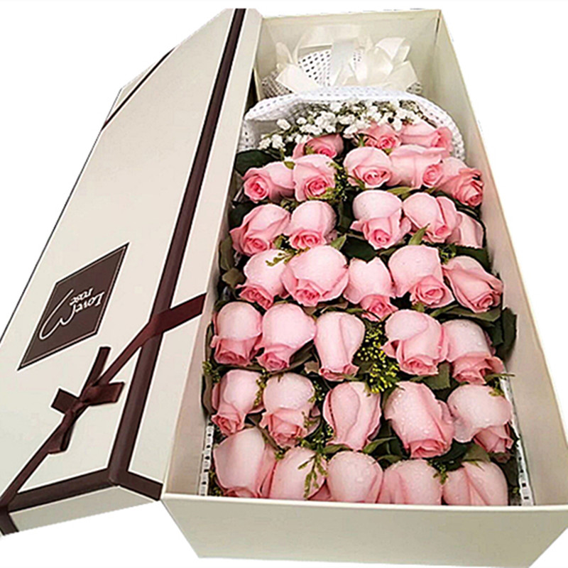 【若如初见】鲜花韩式33枝戴安娜玫瑰礼盒8696款鲜花配送