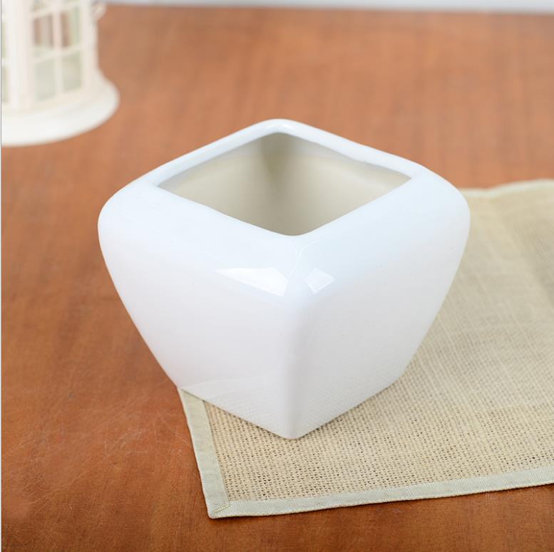 【装饰品】陶瓷花器 方口梯形花瓶 家居装饰花器 桌面摆件