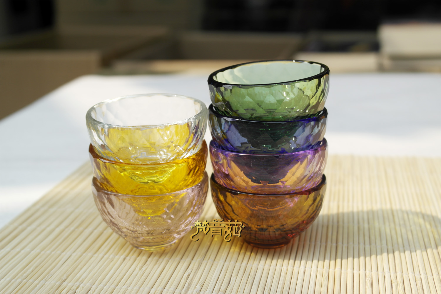 梵音苑七彩玻璃 琉璃供水杯 水碗 水杯 7个/套