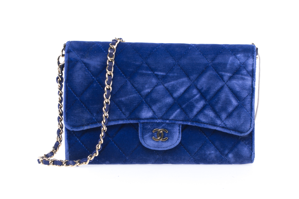 a级 chanel 香奈儿 classic flap 钴蓝色丝绒口盖包 522958