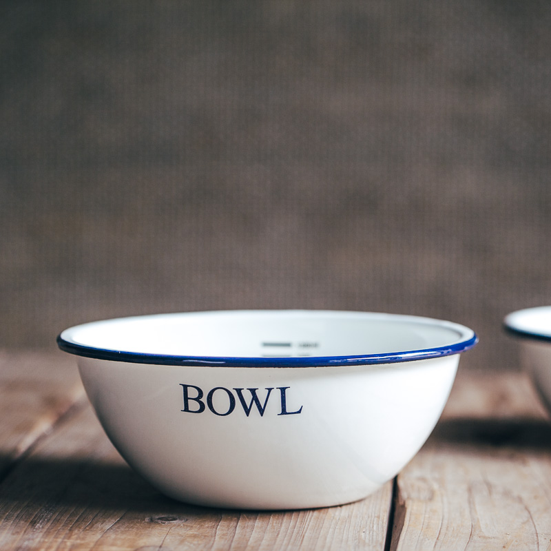 树可珐琅 经典蓝边bowl带刻度搪瓷碗宝宝辅食量碗汤碗沙拉碗餐具