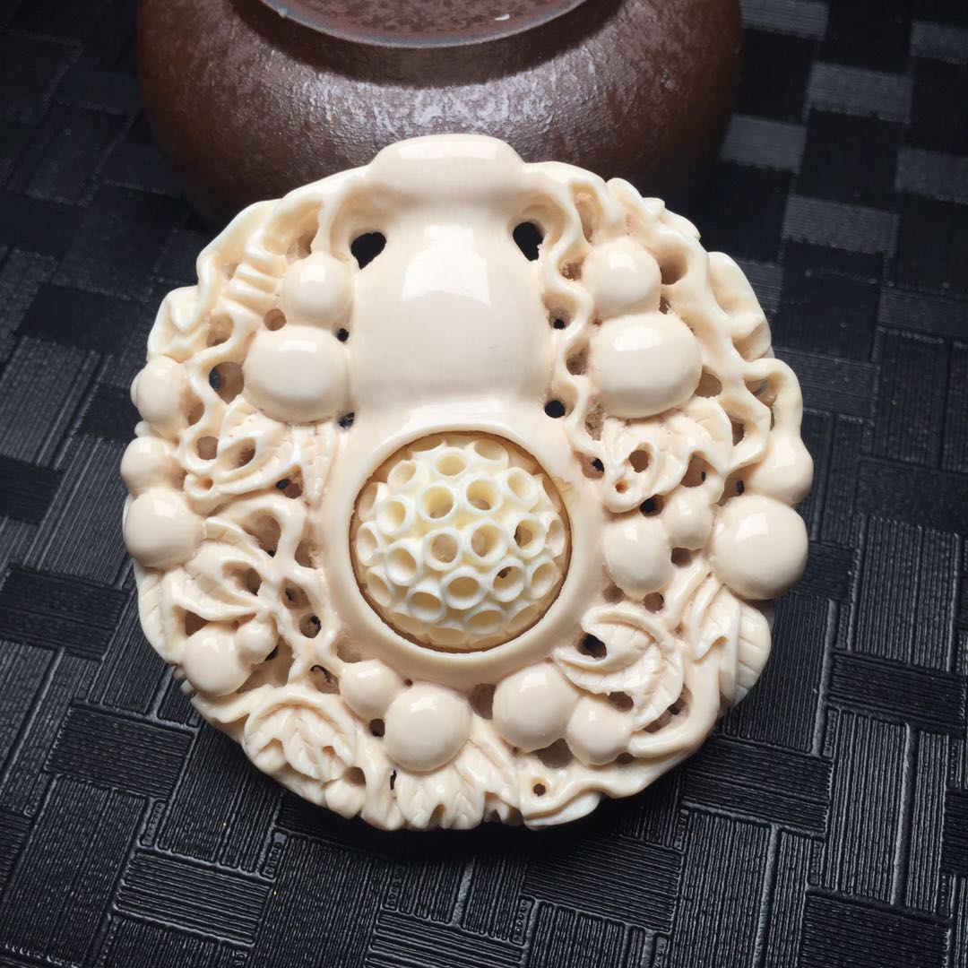 【d47486】猛犸象牙转运珠葫芦吊坠