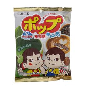 不二家8支抹茶牛奶棒棒糖46g