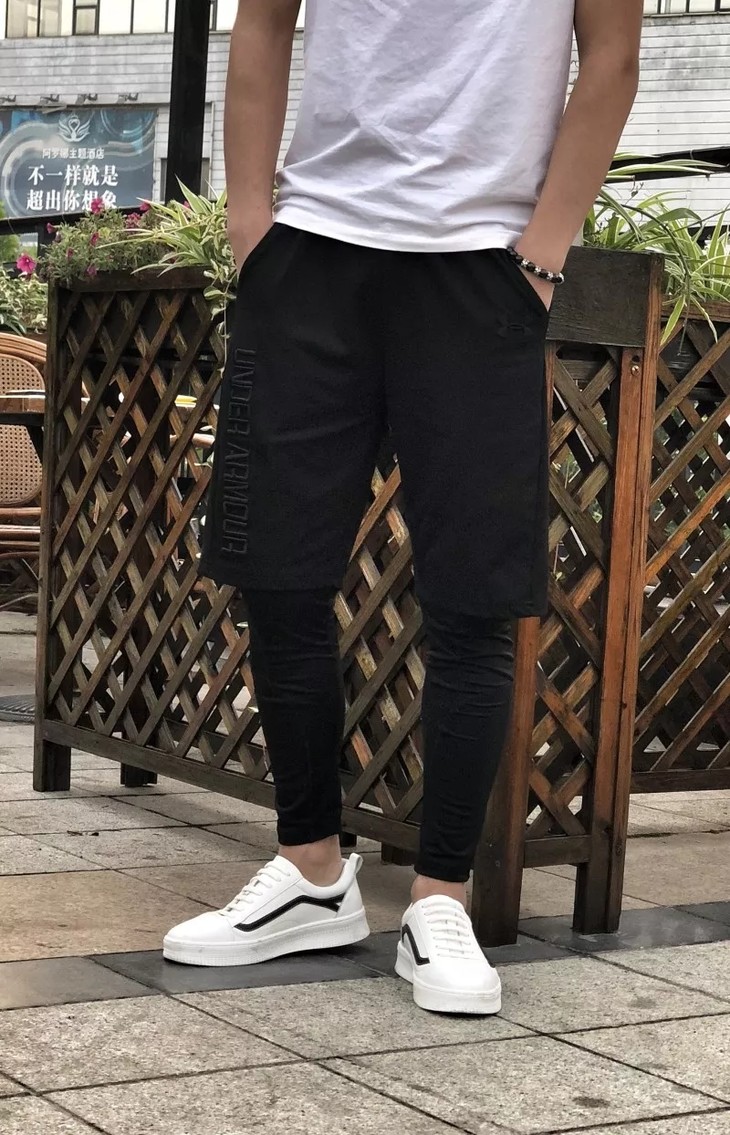 透气 四面弹力健美裤!男士健身裤