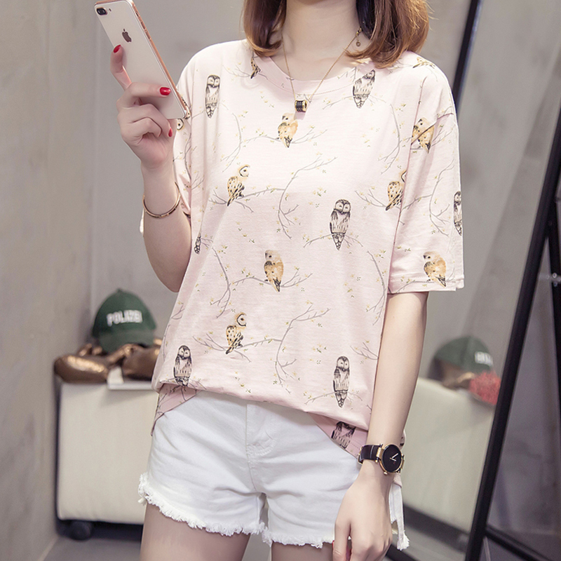 胖mm加肥加大码短袖t恤女 200斤胖妹妹宽松显瘦休闲半袖t恤上衣潮